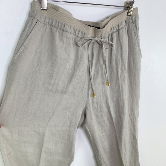 Natural Linen Pants draw string elastic wide leg lagenlook medium relaxed - Picture 6 of 11